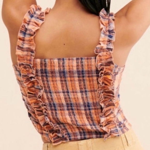 Verb by Pallavi Singhee x Anthropologie Ruffled & Smocked Plaid Top, size Medium - Picture 2 of 8